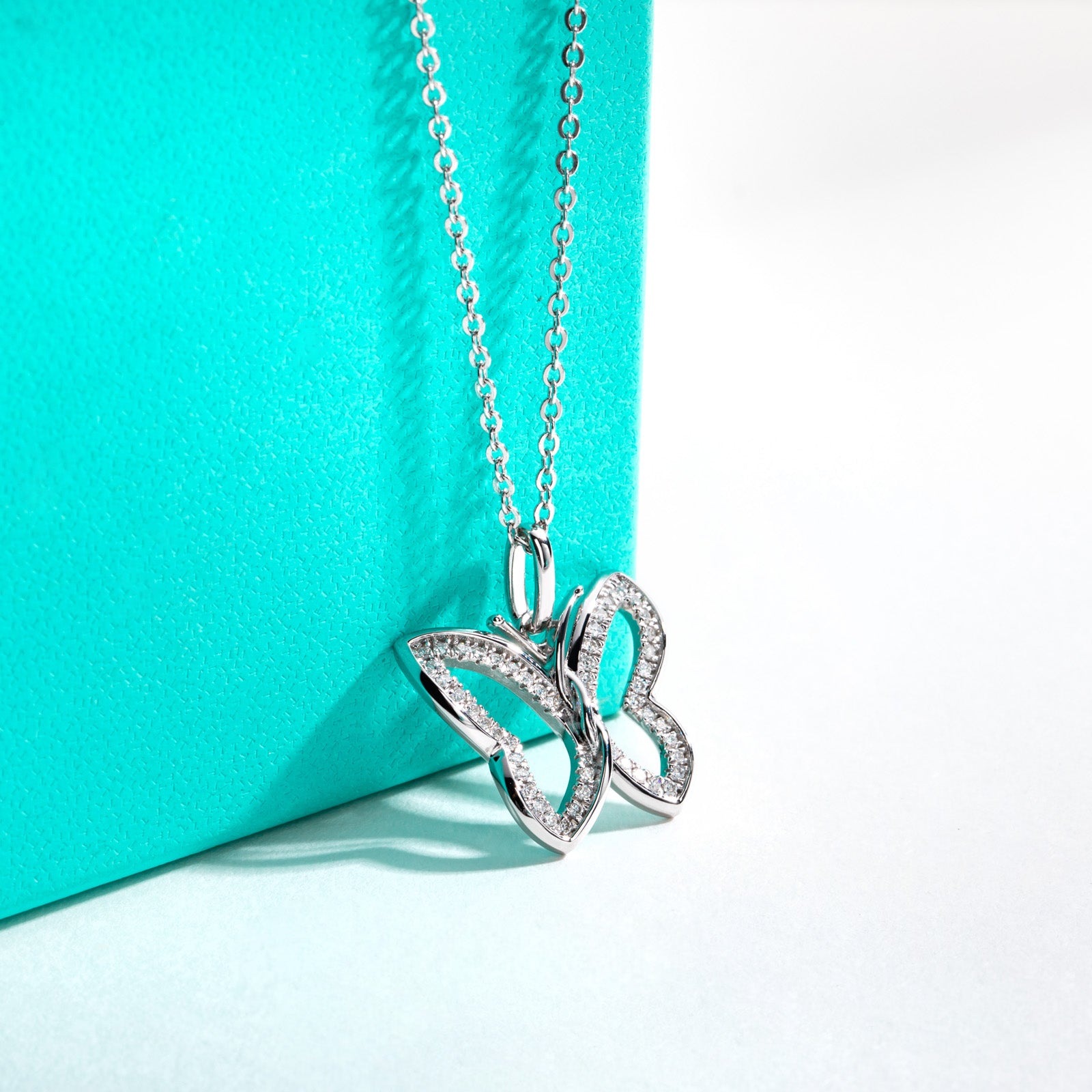 AnuClub Moissanite Pendant Butterfly Necklace D Color VVS1 925 Sterling Silver Adjustable Necklace Gift for Women Wife Her with Certificate