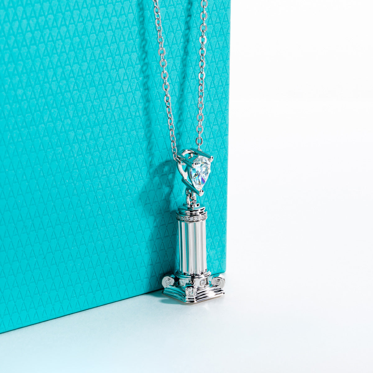 S925 Sterling Silver Teardrop Moissanite Roman Column Pendant