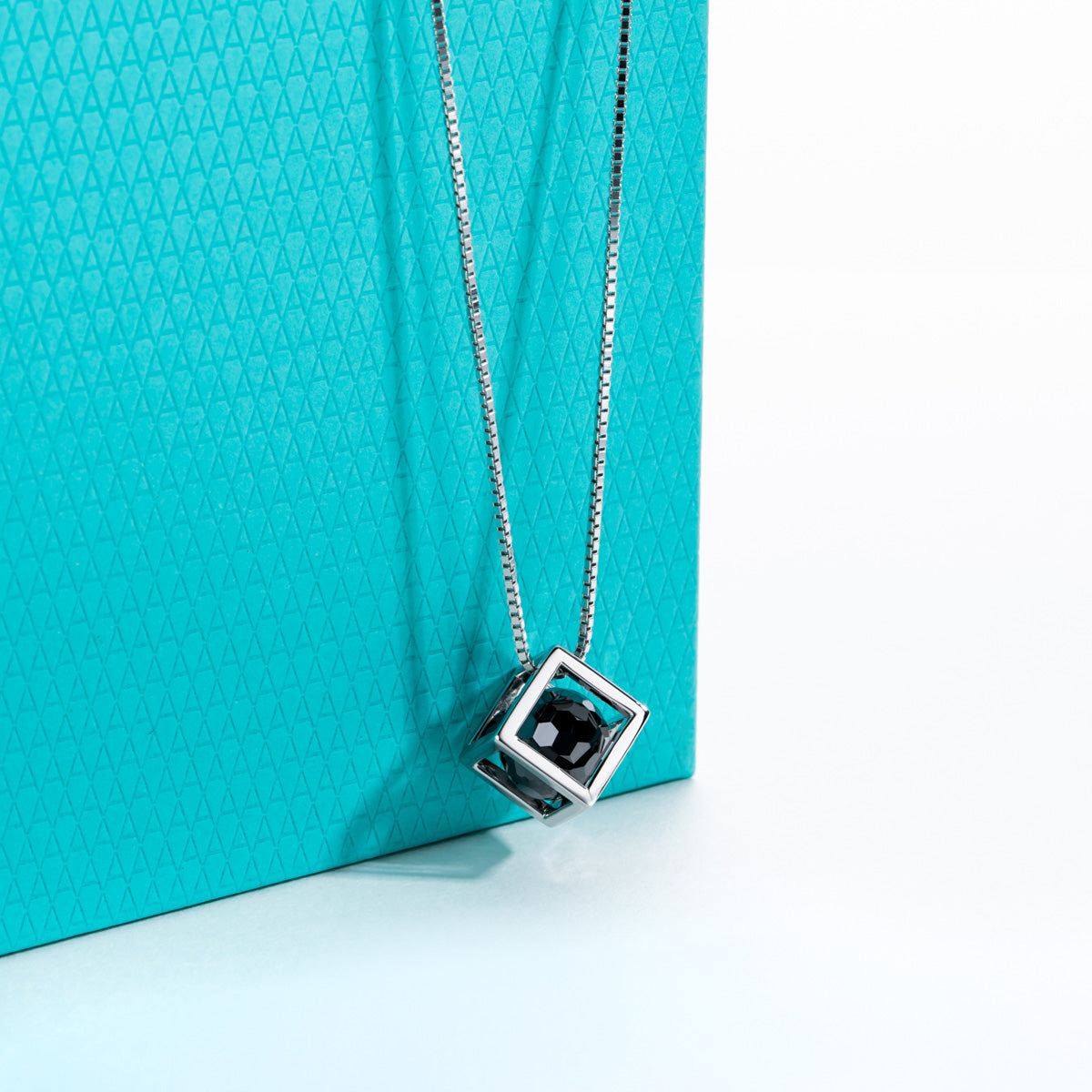 S925 Silver Hexagonal Black Moissanite Sphere Pendant
