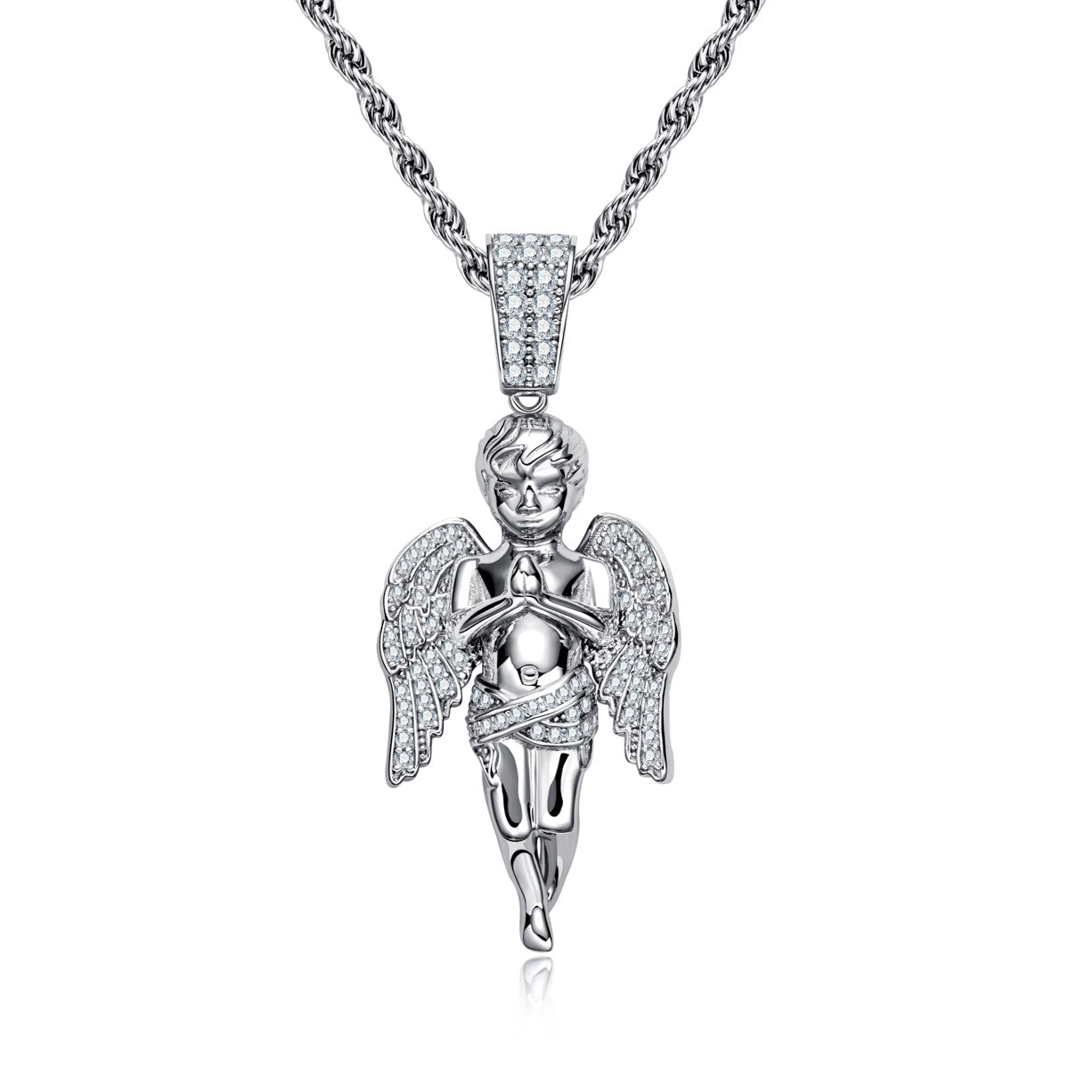 S925 Silver Moissanite Hip Hop Angel Pendant