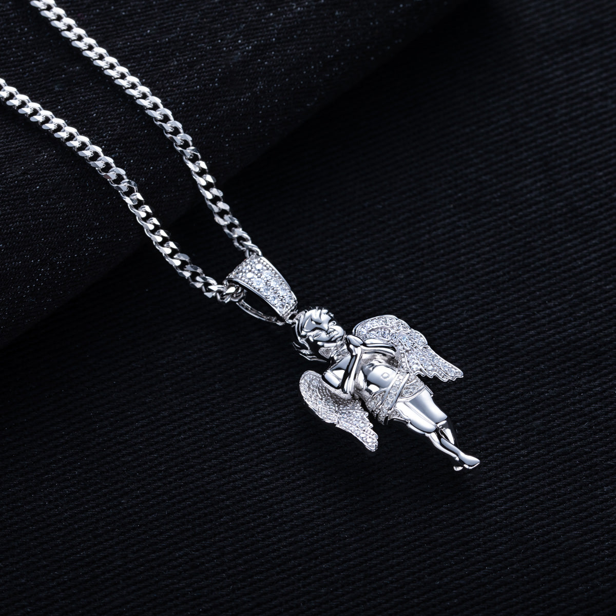 S925 Silver Moissanite Hip Hop Angel Pendant
