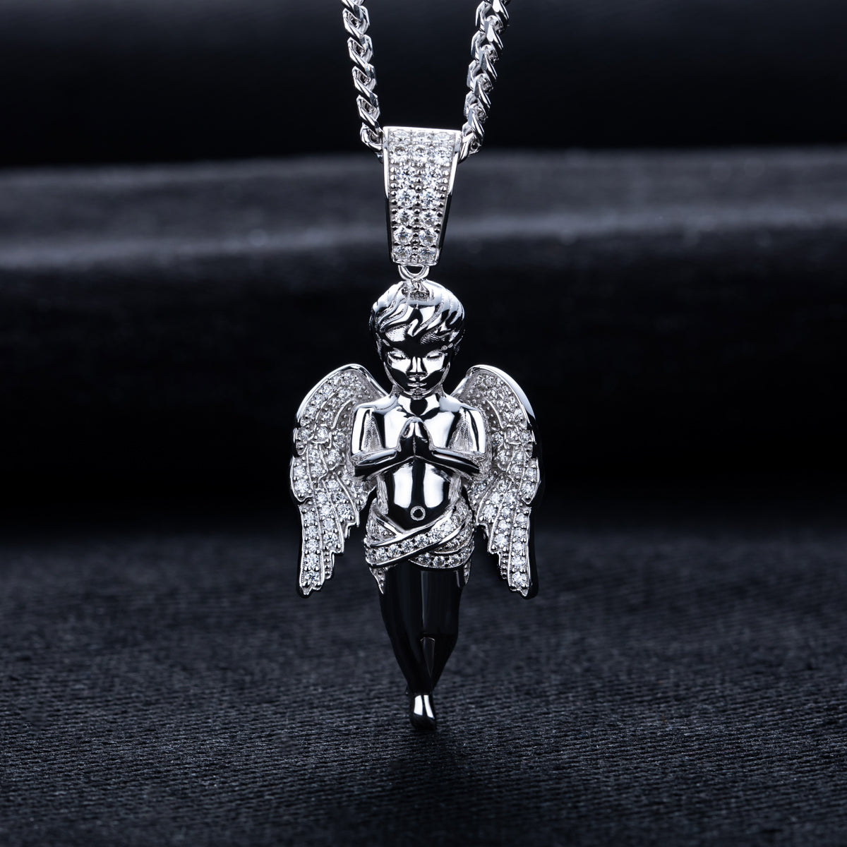 S925 Silver Moissanite Hip Hop Angel Pendant