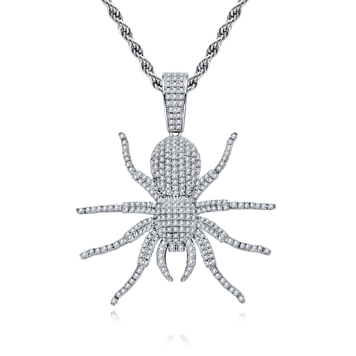 S925 Silver Moissanite Hip Hop Spider Pendant