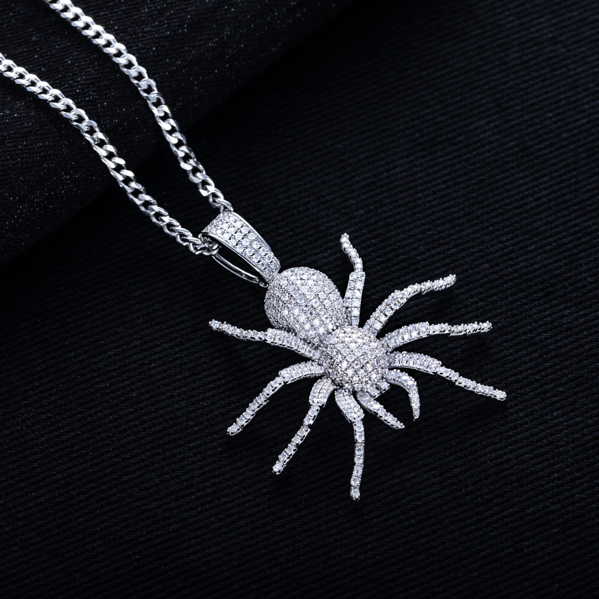 S925 Silver Moissanite Hip Hop Spider Pendant