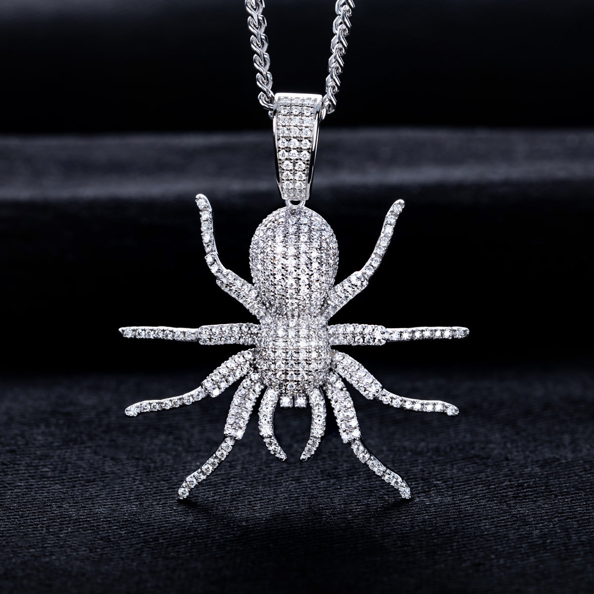 S925 Silver Moissanite Hip Hop Spider Pendant