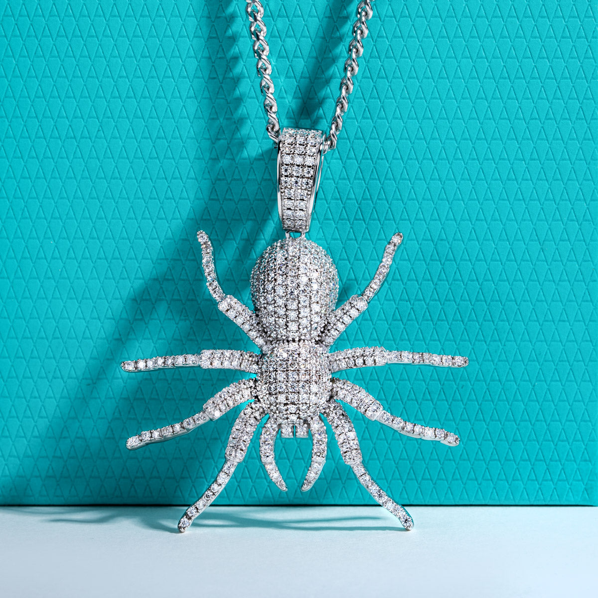 S925 Silver Moissanite Hip Hop Spider Pendant