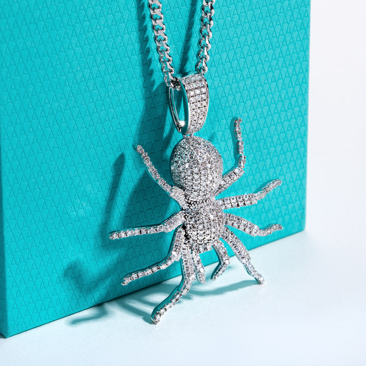 S925 Silver Moissanite Hip Hop Spider Pendant
