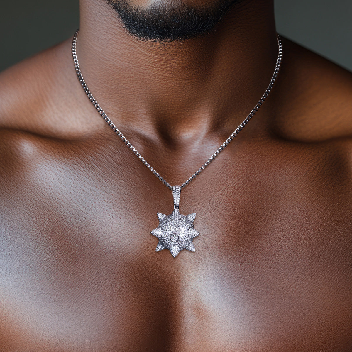 S925 Silver Moissanite Hip-Hop Black Eight Meteor Hammer Pendant
