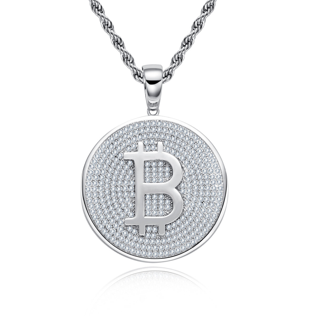 S925 Silver Moissanite Hip Hop Bitcoin Full Paved Diamond Pendant