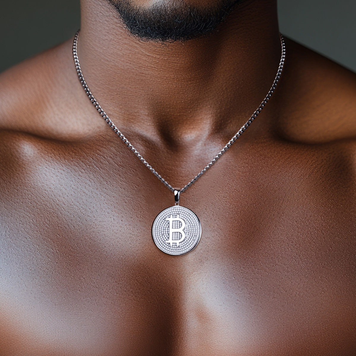 S925 Silver Moissanite Hip Hop Bitcoin Full Paved Diamond Pendant
