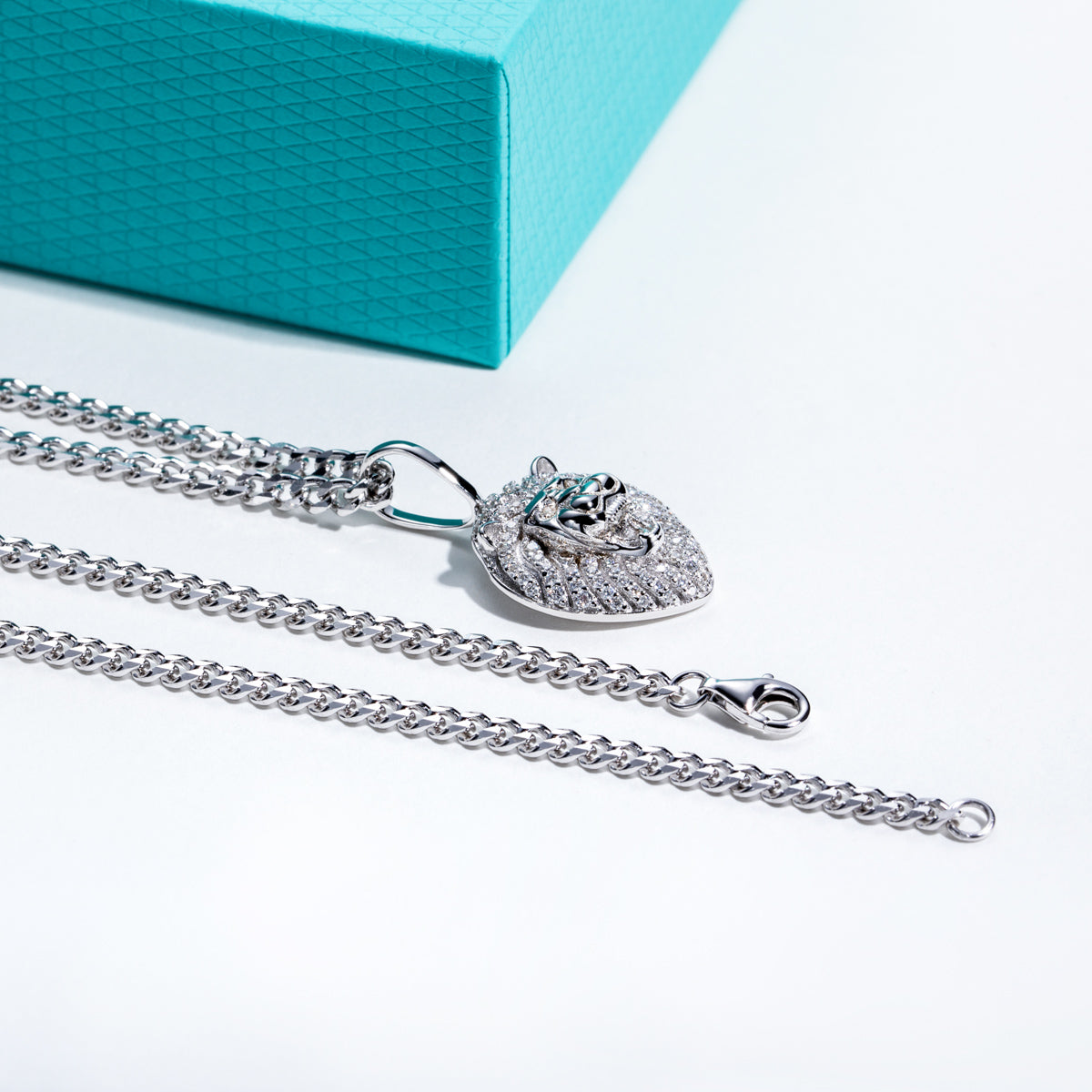 S925 Silver Moissanite Hip Hop Lion Pendant