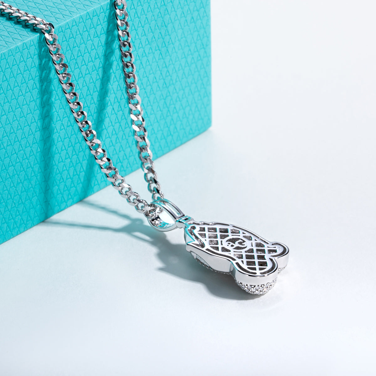 S925 Silver Moissanite Full Paved Praying Hands Pendant