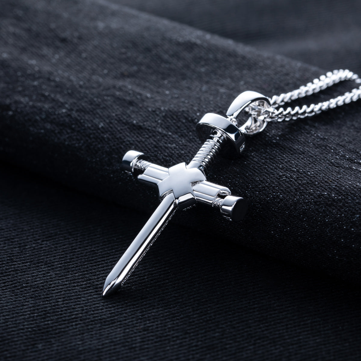 S925 Silver Moissanite Hip Hop Nail Cross Pendant