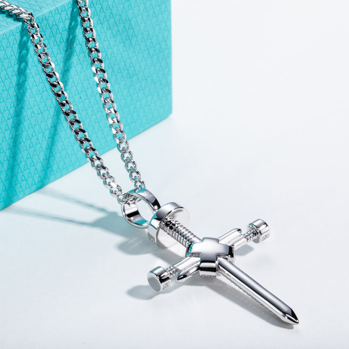 S925 Silver Moissanite Hip Hop Nail Cross Pendant