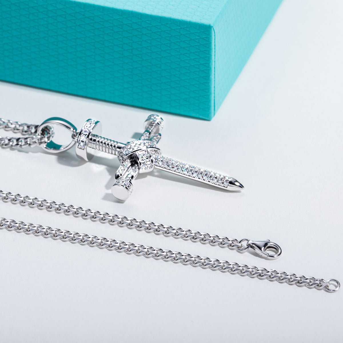 S925 Silver Moissanite Hip Hop Nail Cross Pendant