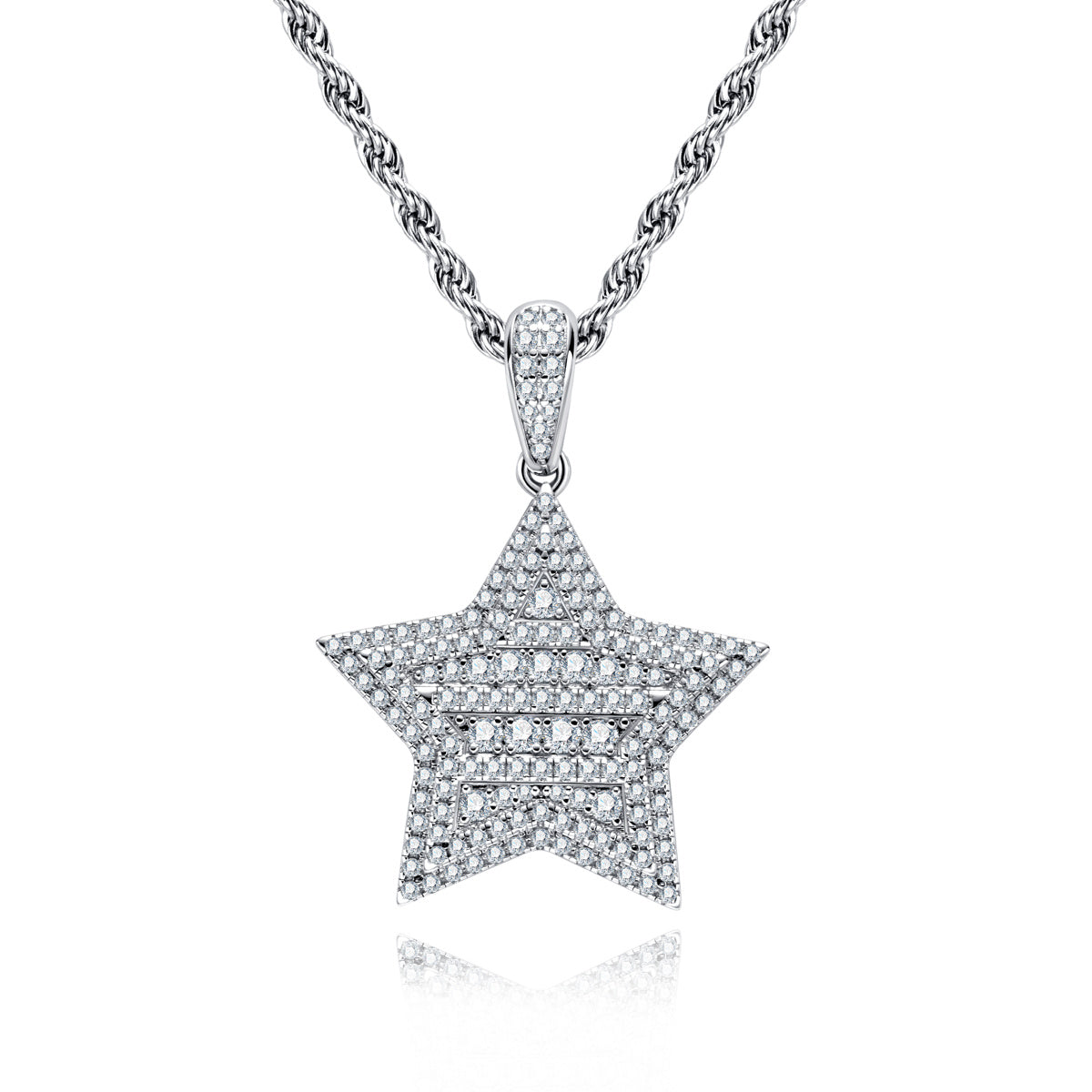 S925 Silver Moissanite Full Paved Star Hip Hop Pendant