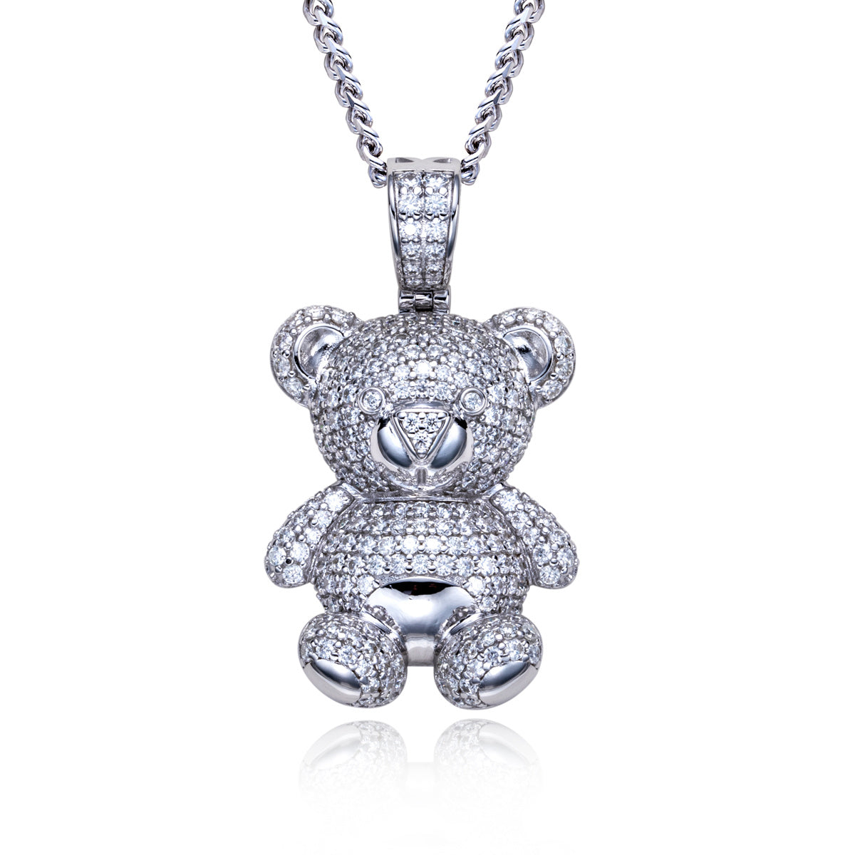 S925 Silver Moissanite Full Pave Bear Pendant