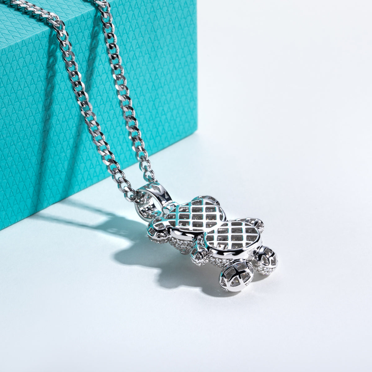 S925 Silver Moissanite Full Pave Bear Pendant