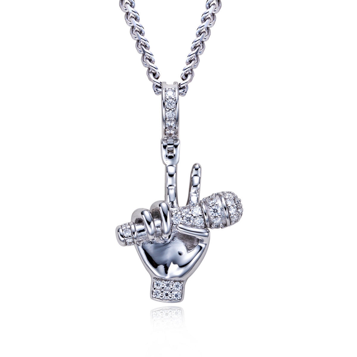 S925 Silver Moissanite Hip-hop Microphone Pendant
