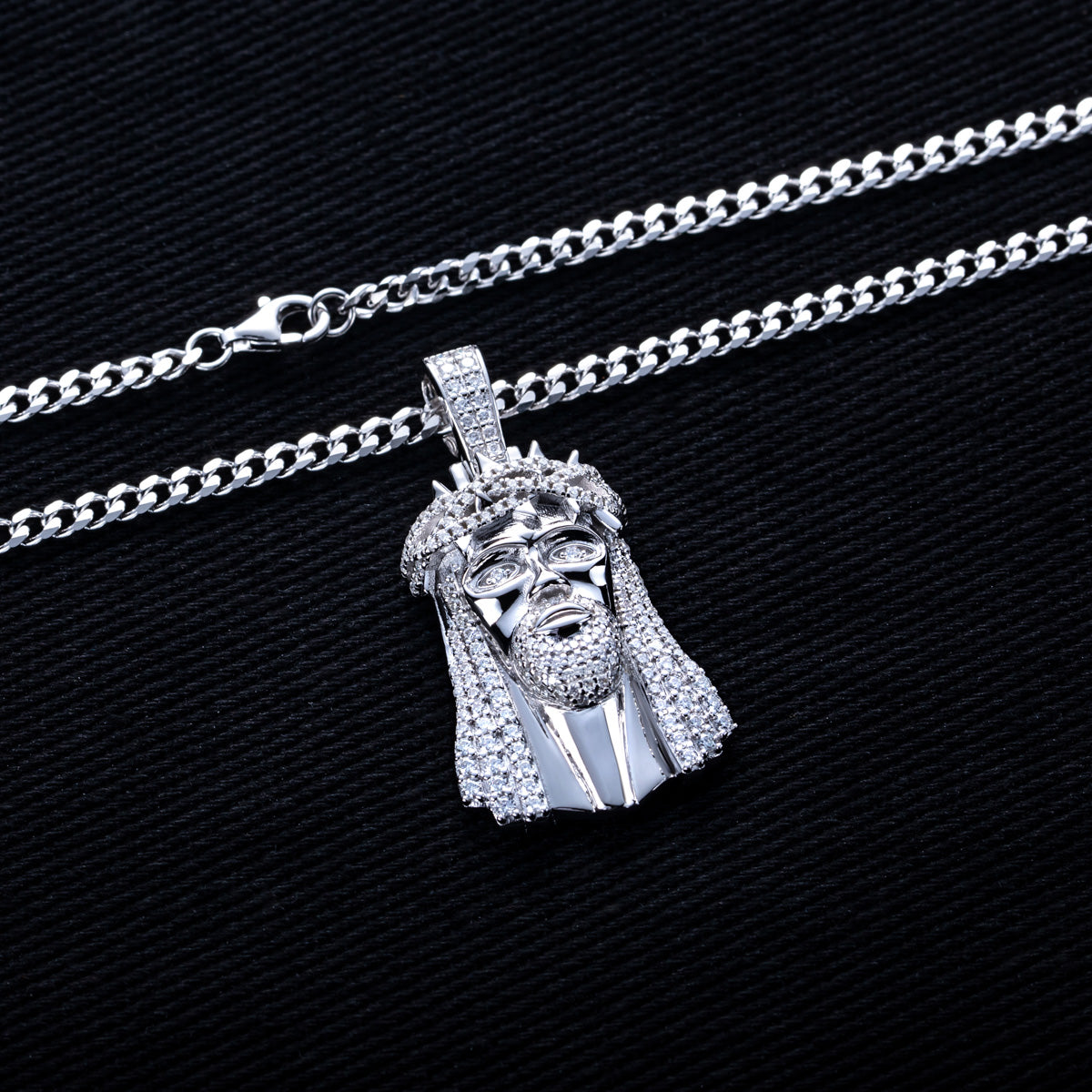 S925 Silver Moissanite Hip Hop Human Face Pendant