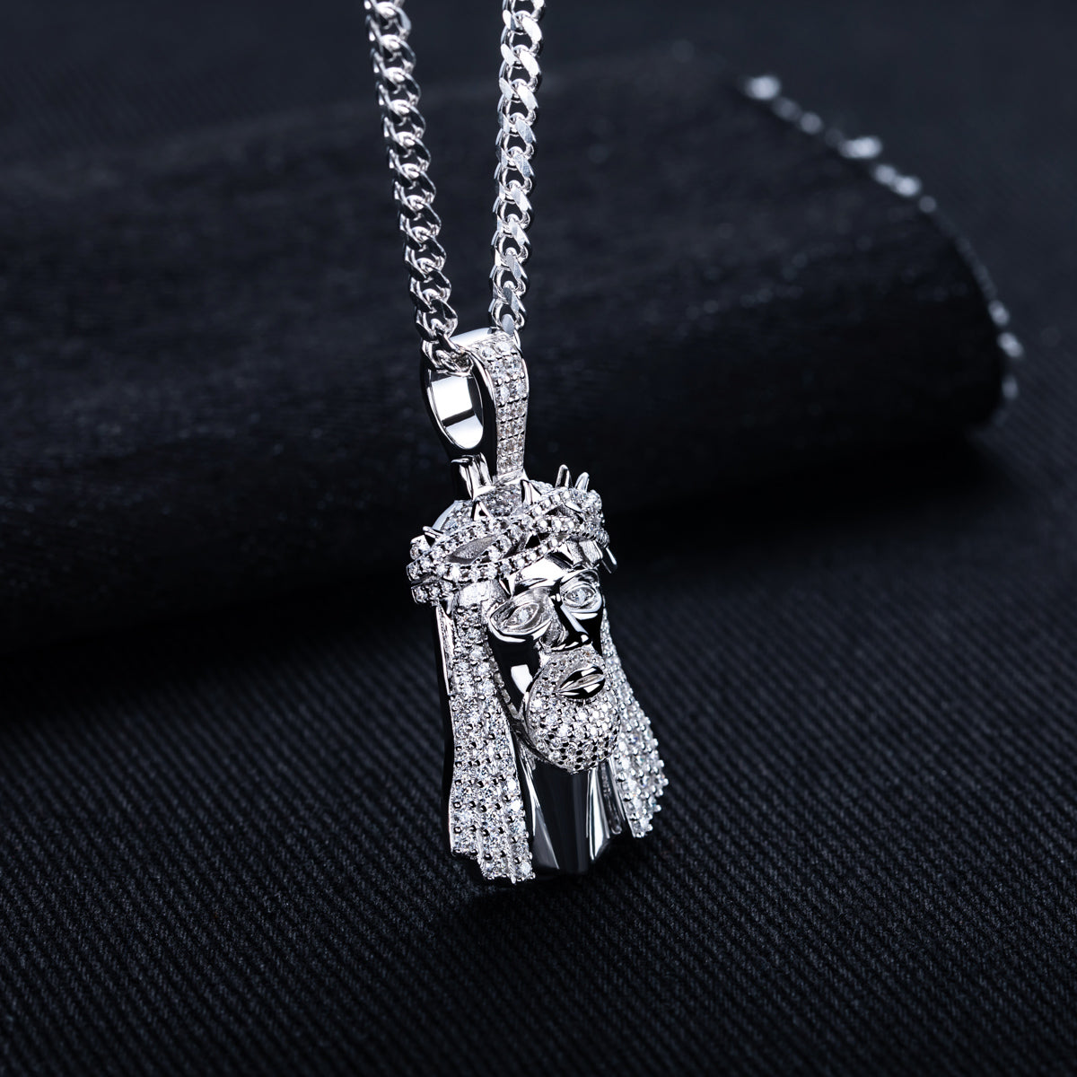 S925 Silver Moissanite Hip Hop Human Face Pendant