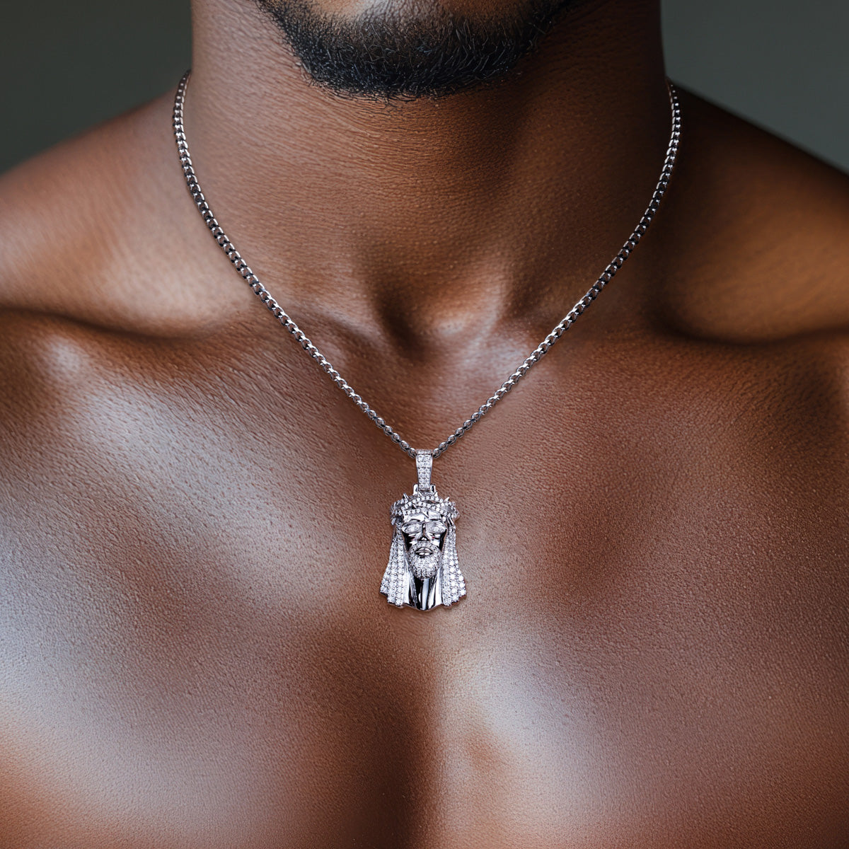 S925 Silver Moissanite Hip Hop Human Face Pendant