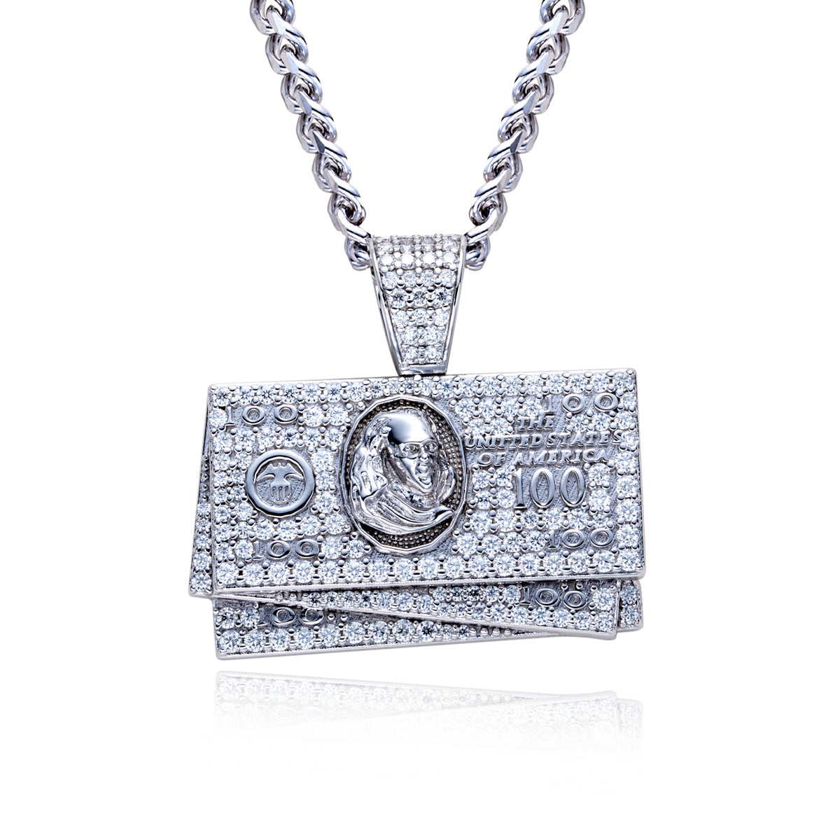 S925 Silver Moissanite Hip Hop Dollar Pendan