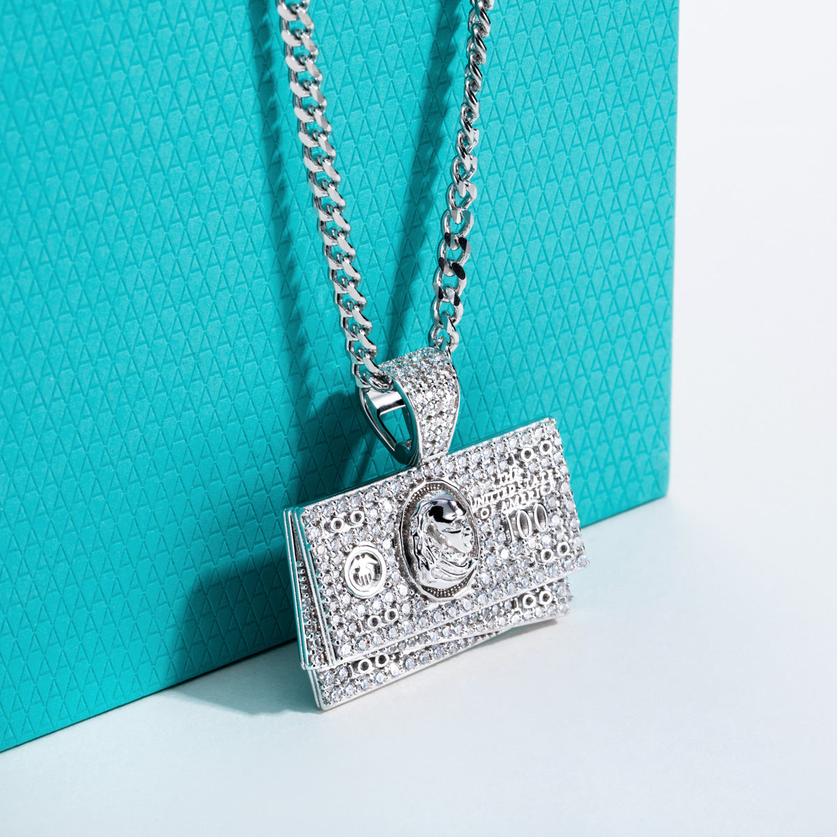 S925 Silver Moissanite Hip Hop Dollar Pendan
