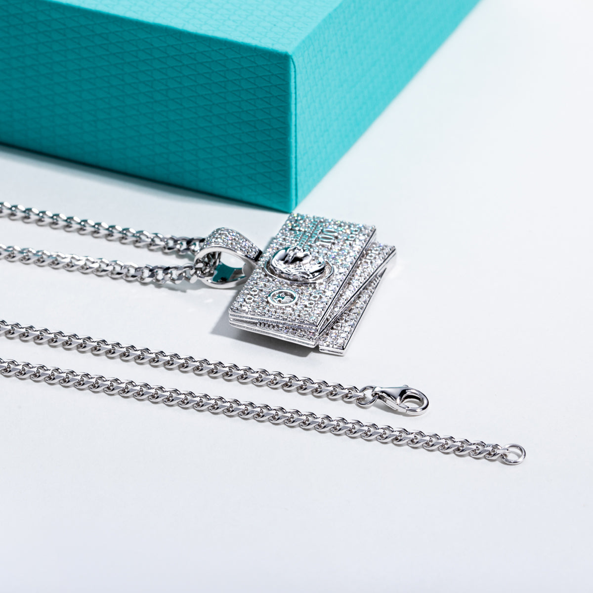 S925 Silver Moissanite Hip Hop Dollar Pendan