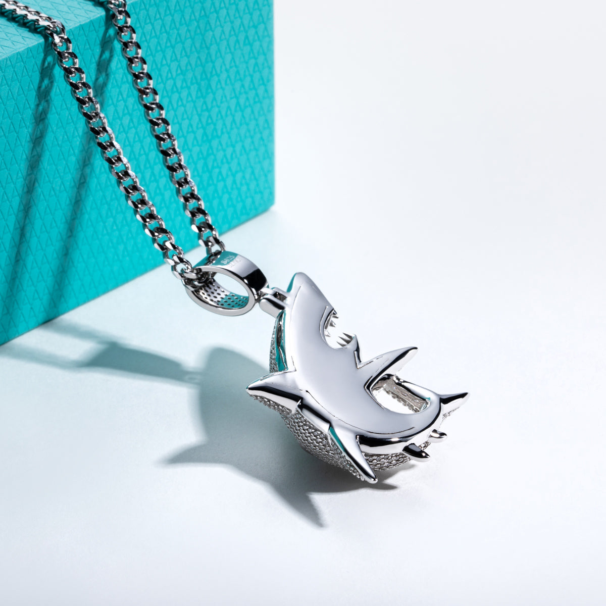 S925 Silver Moissanite Fully Paved Shark Pendant, Hip Hop Style