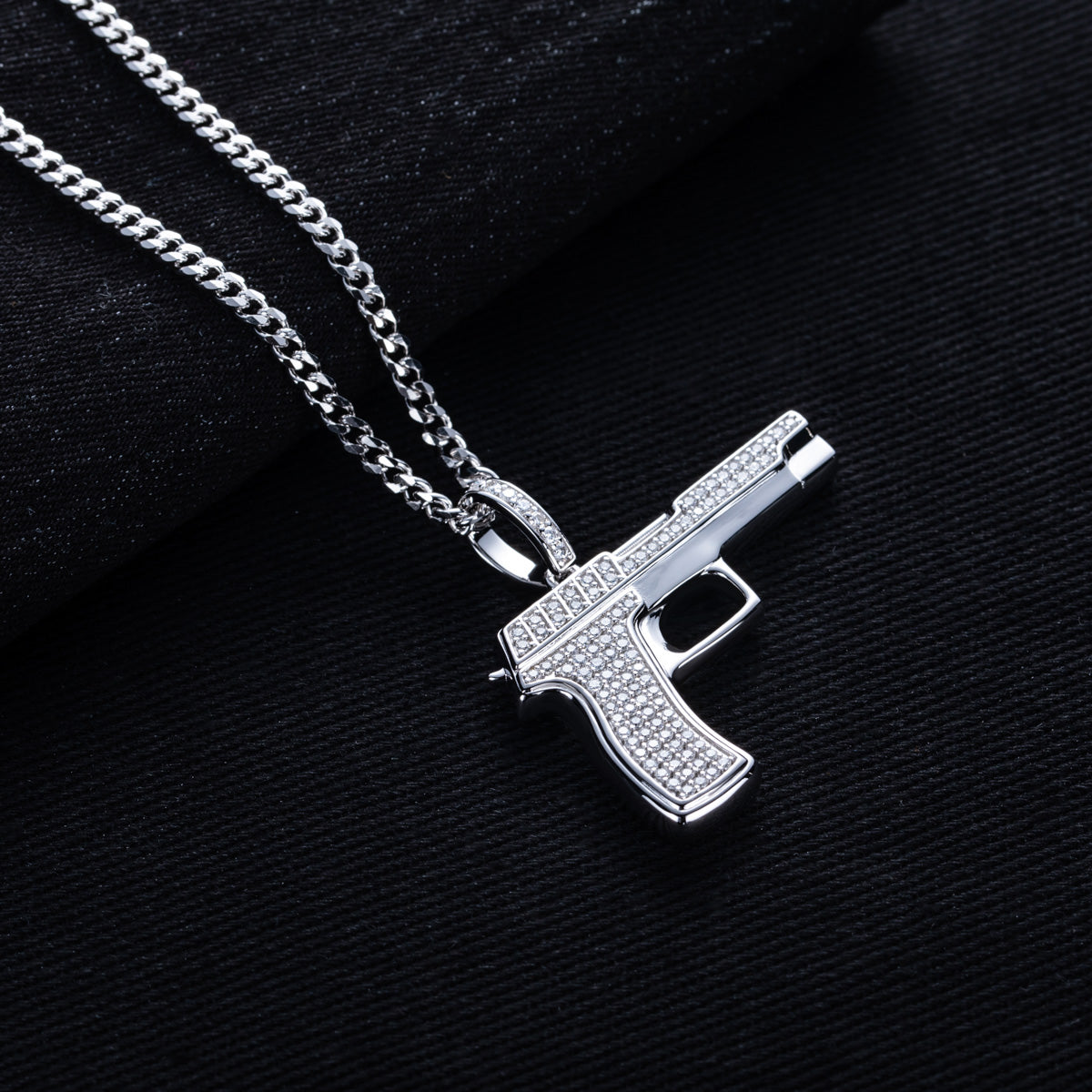 S925 Silver Moissanite Hip Hop Gun Pendant