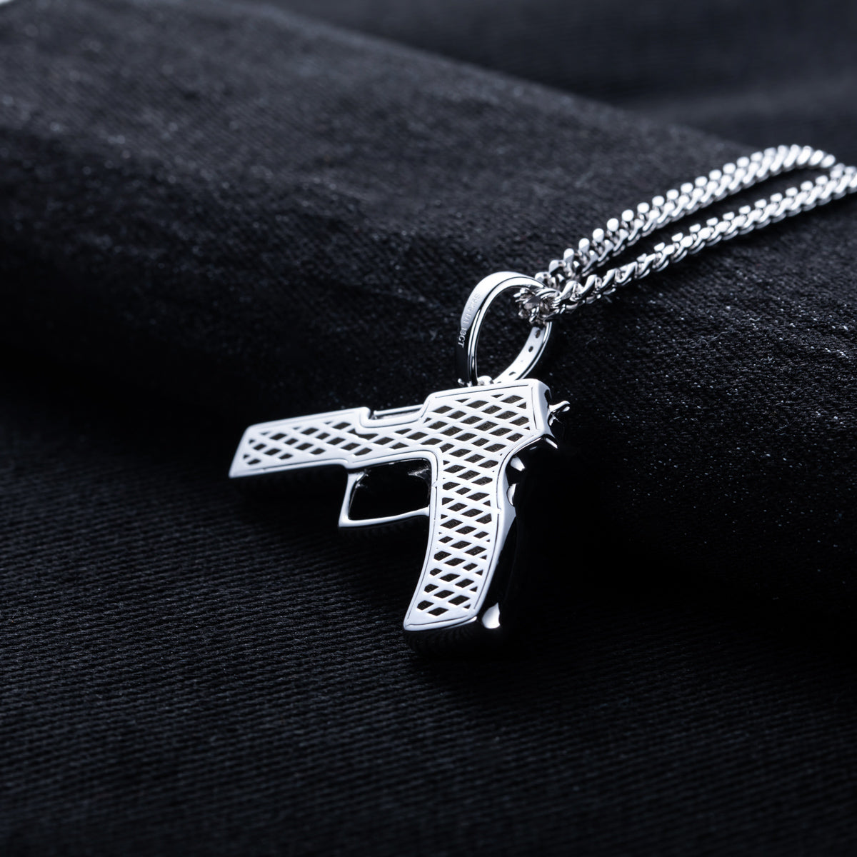 S925 Silver Moissanite Hip Hop Gun Pendant