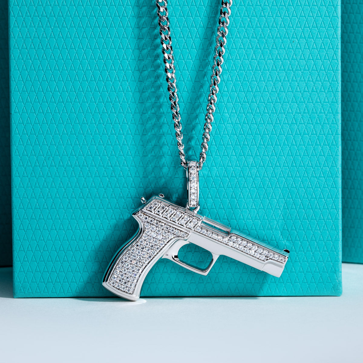 S925 Silver Moissanite Hip Hop Gun Pendant