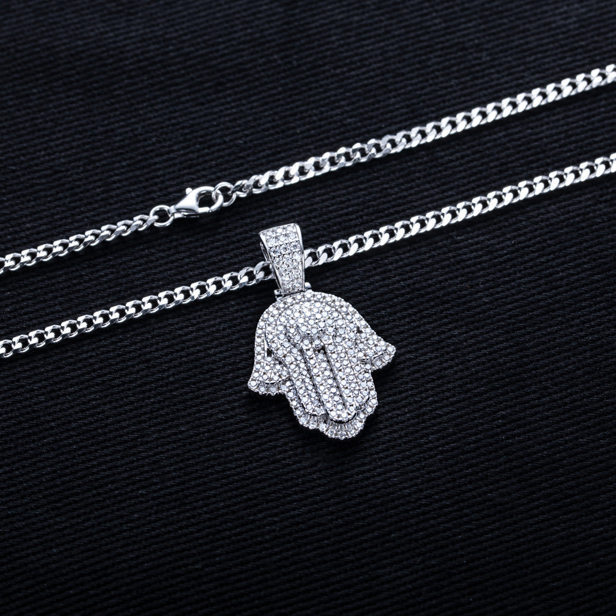 S925 Silver Moissanite Fully Paved Palm Pendant, Hip Hop Style