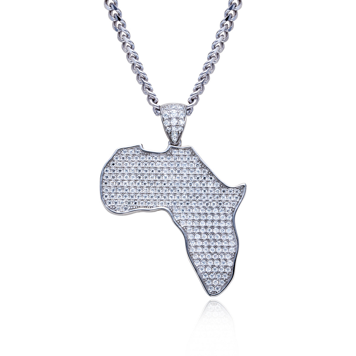 S925 Moissanite Hip Hop African Map Pendant