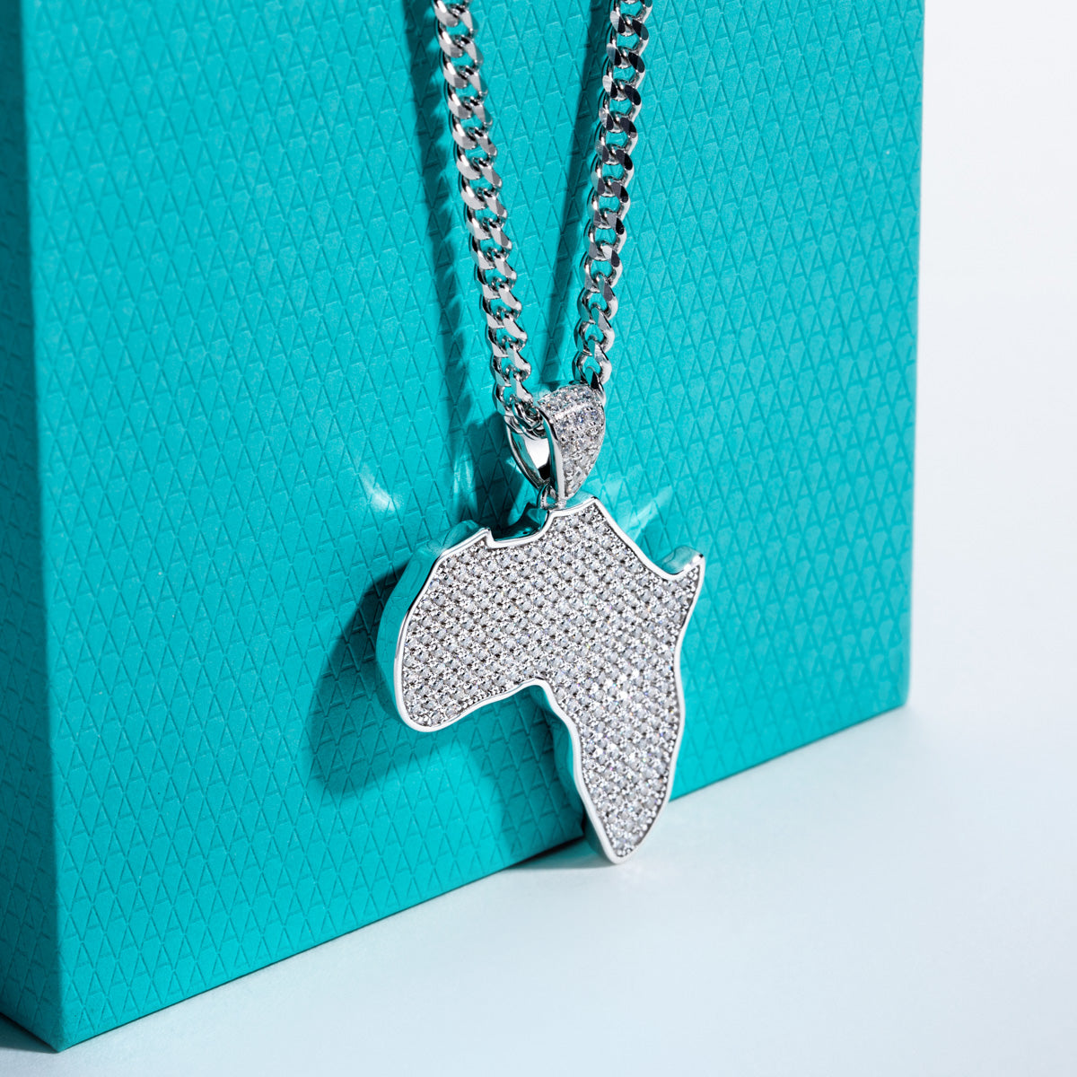 S925 Moissanite Hip Hop African Map Pendant