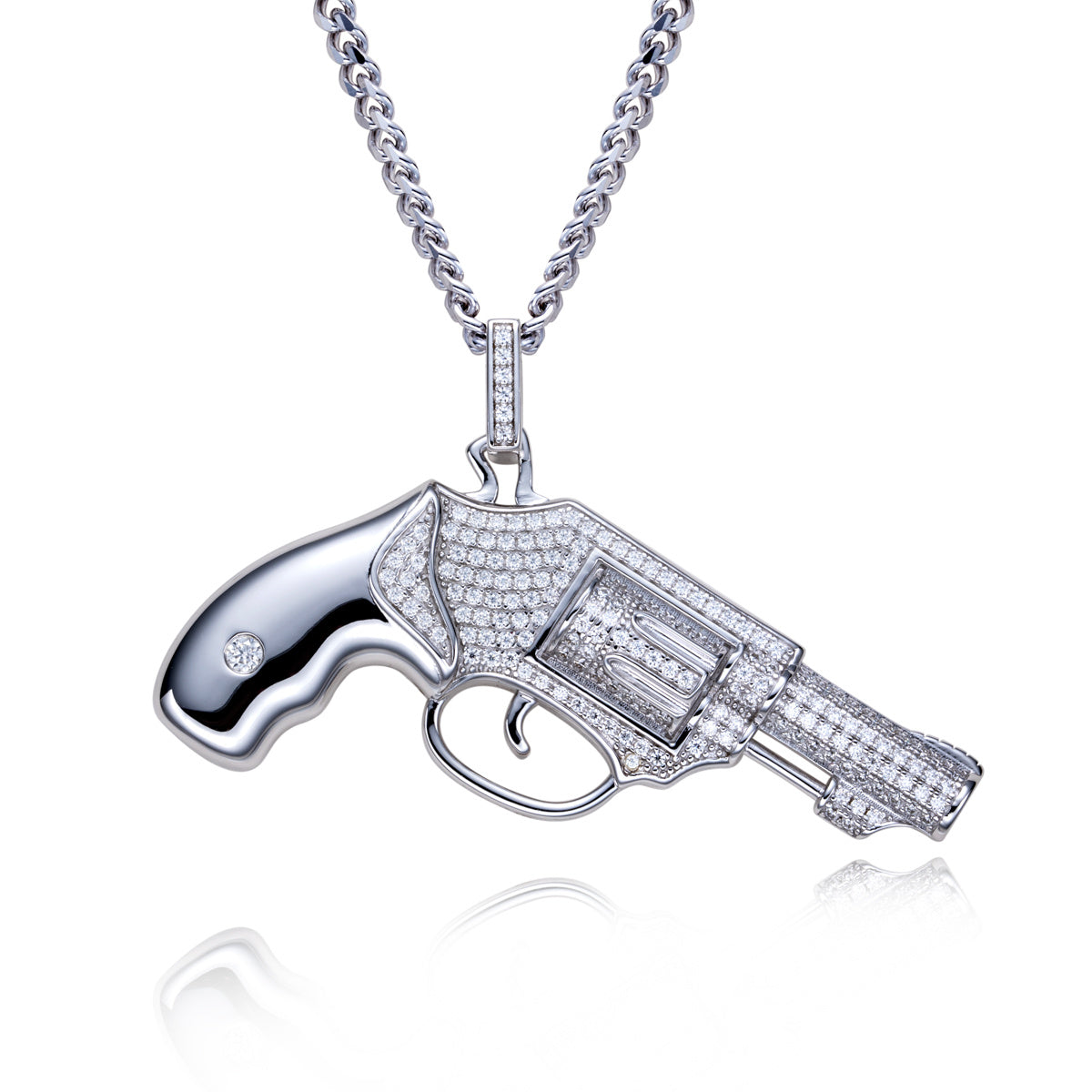 S925 Silver Moissanite Hip Hop Pistol Pendant