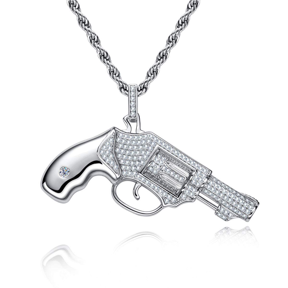 S925 Silver Moissanite Hip Hop Pistol Pendant