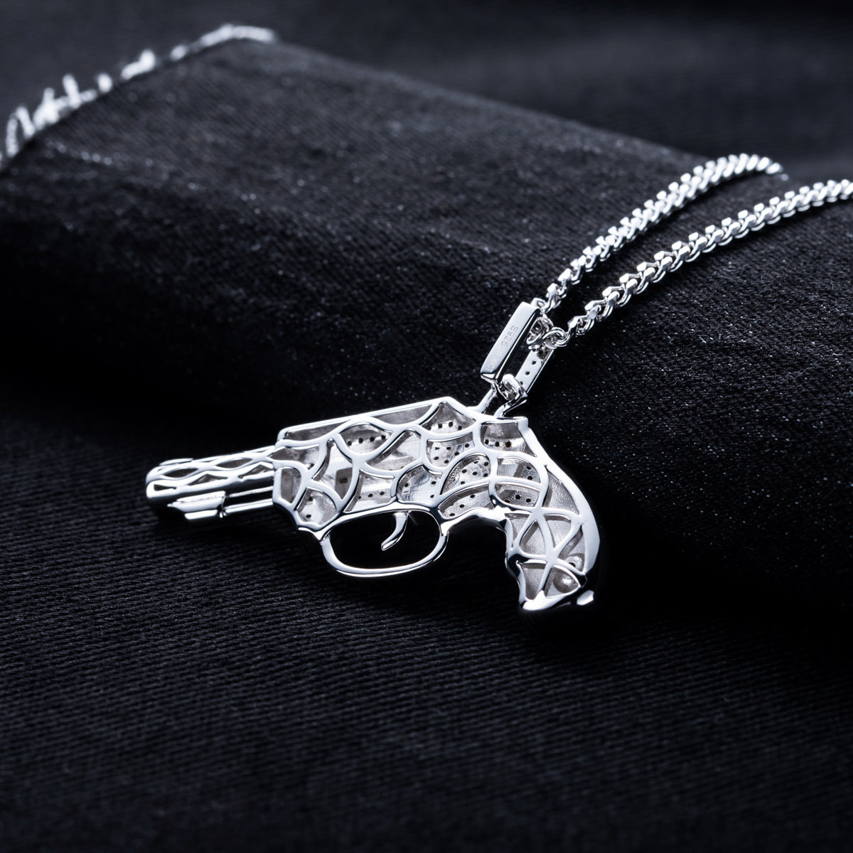 S925 Silver Moissanite Hip Hop Pistol Pendant