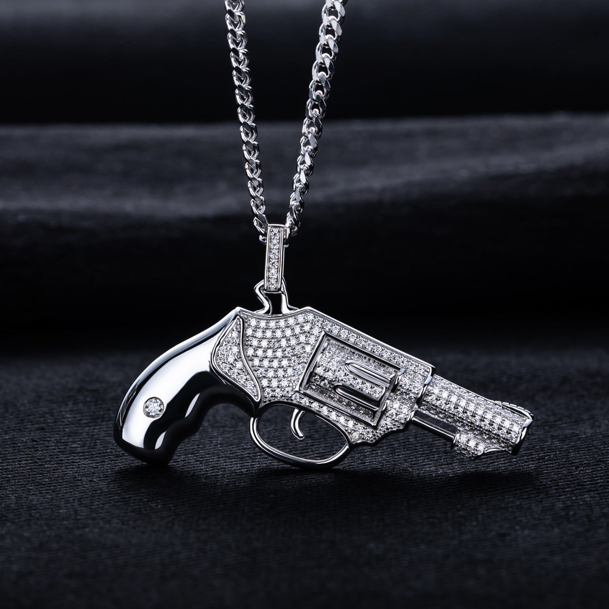 S925 Silver Moissanite Hip Hop Pistol Pendant