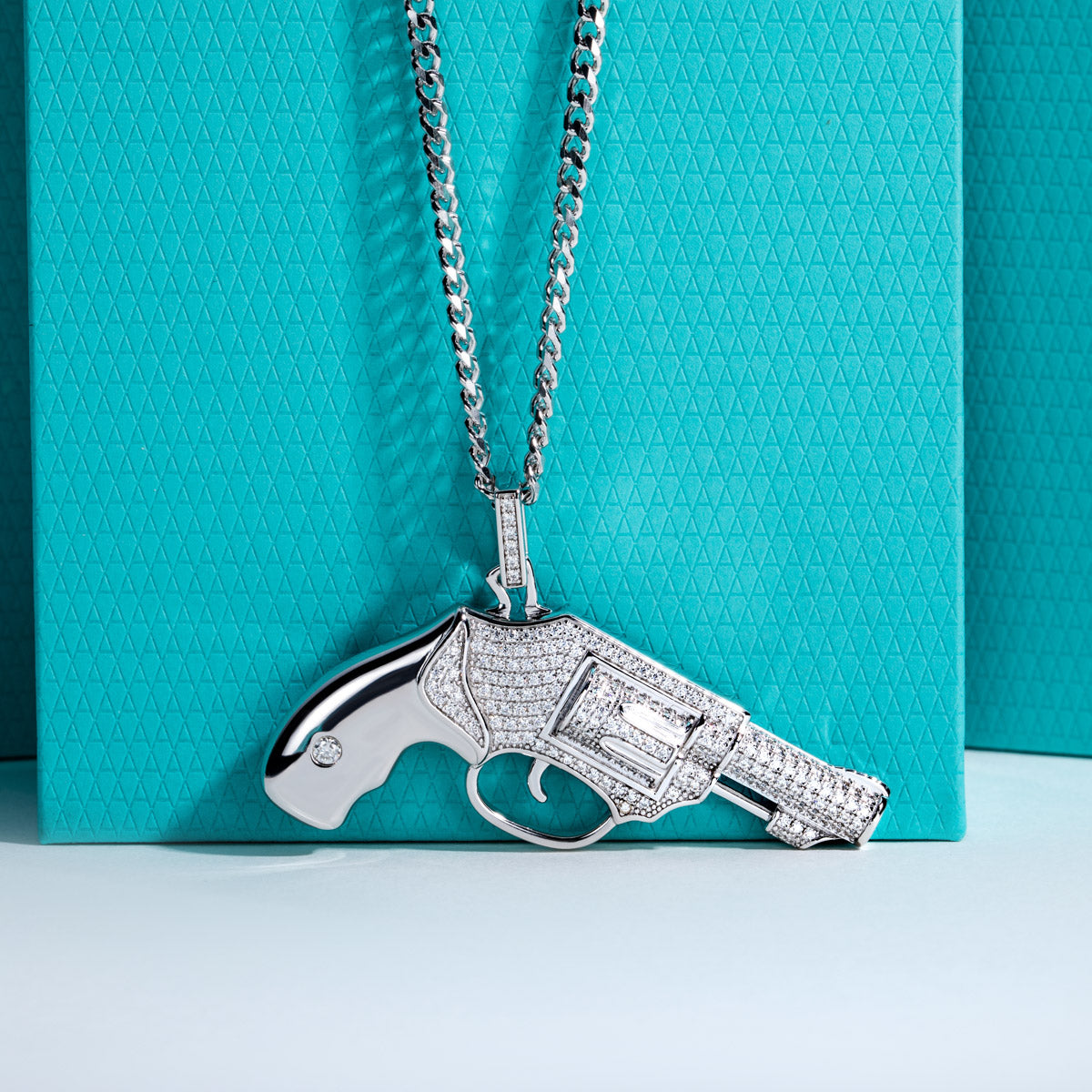 S925 Silver Moissanite Hip Hop Pistol Pendant