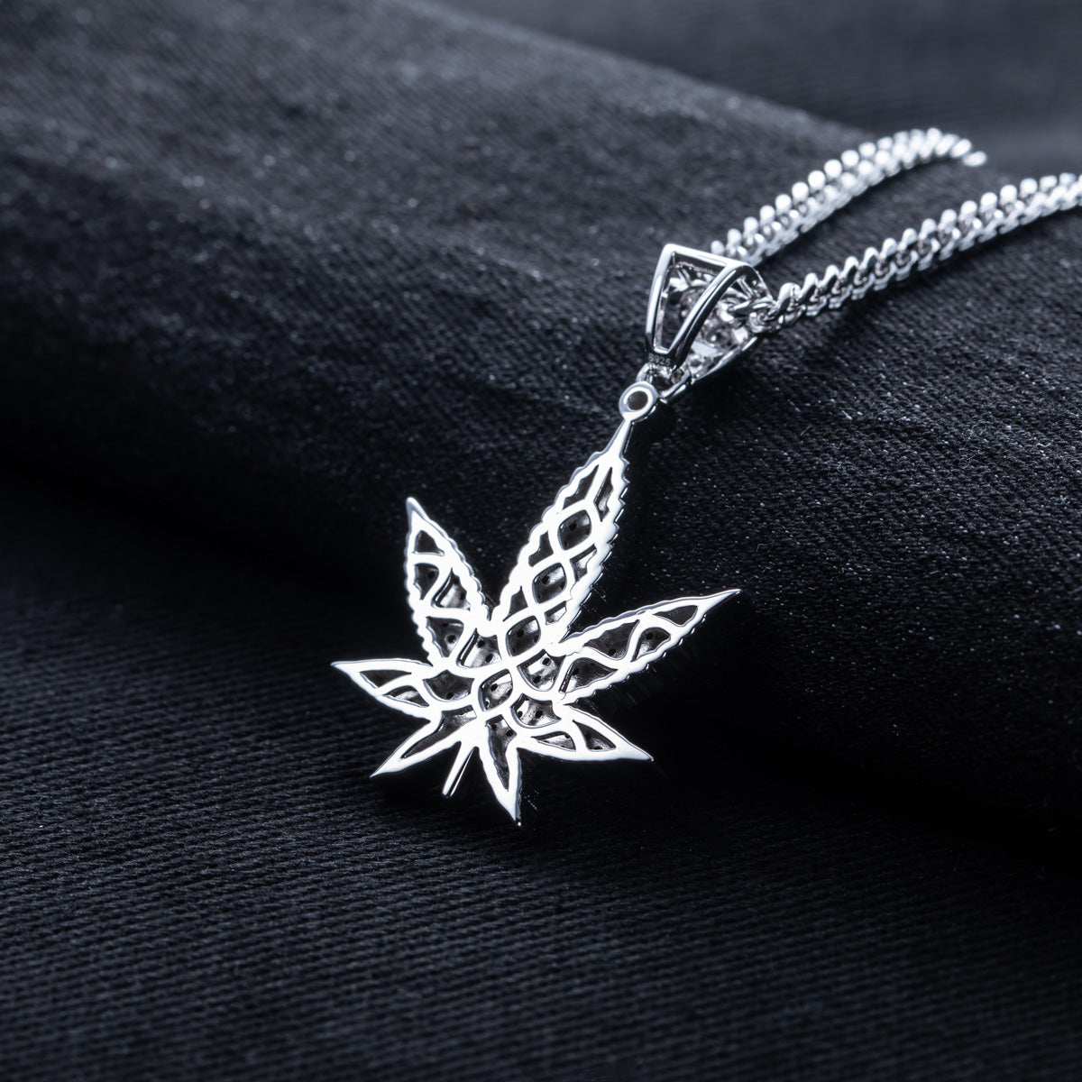 S925 Moissanite Maple Leaf Pendant with 60cm Stainless Steel Chain