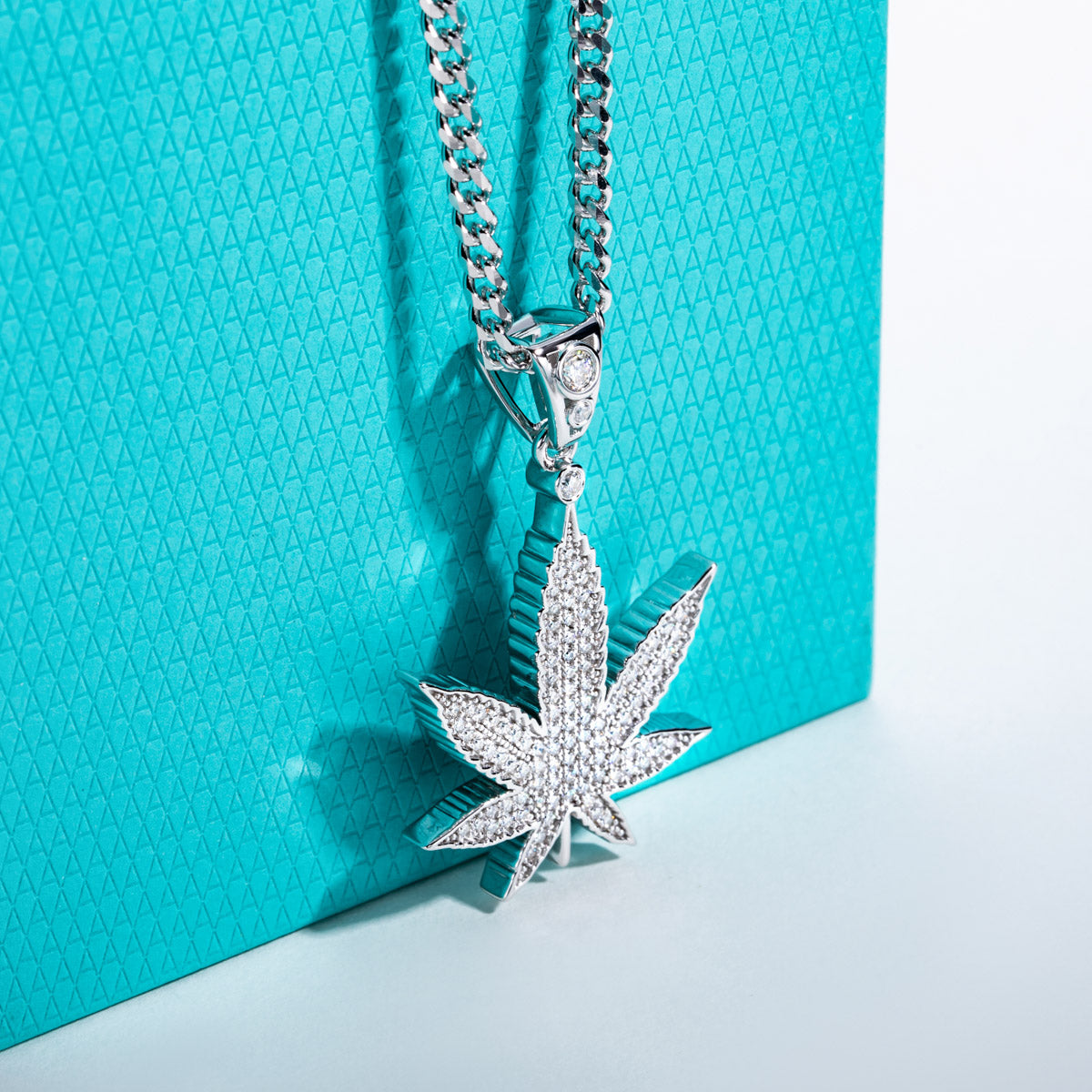 S925 Moissanite Maple Leaf Pendant with 60cm Stainless Steel Chain