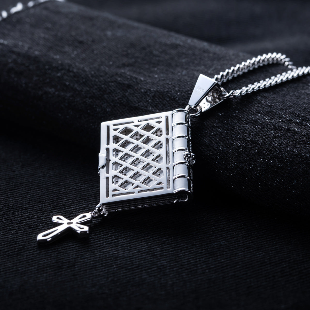 S925 Silver Moissanite Full Paved Bible Pendant