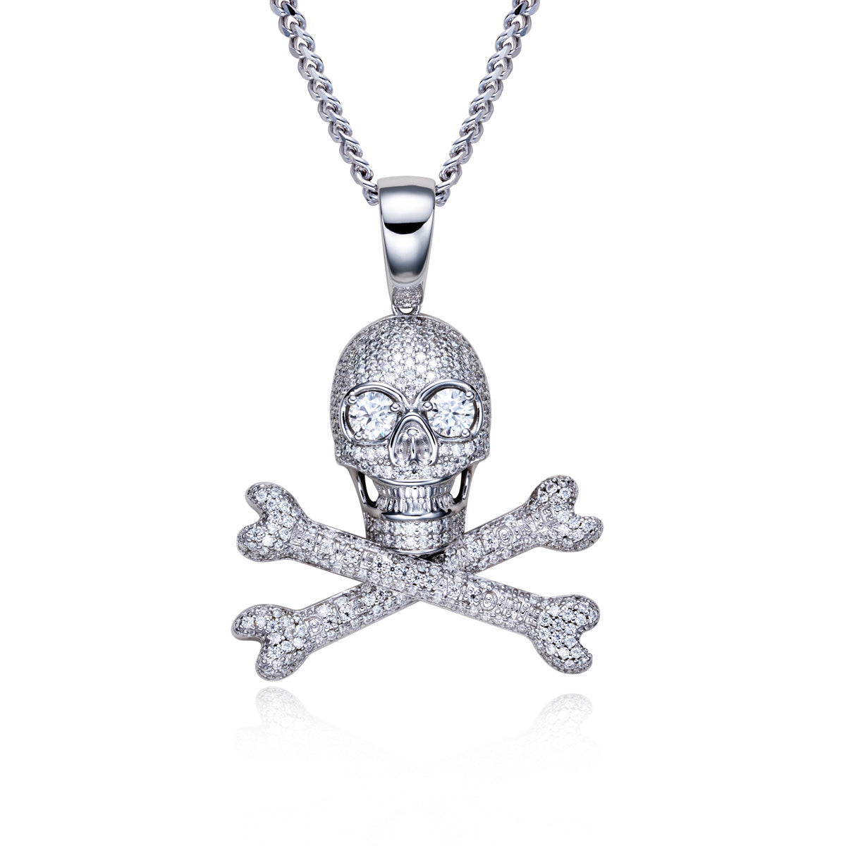 S925 Silver Full Moissanite Skull Pendant