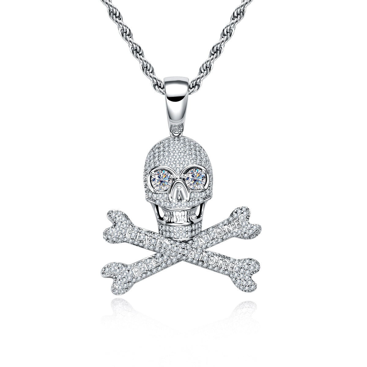 S925 Silver Full Moissanite Skull Pendant