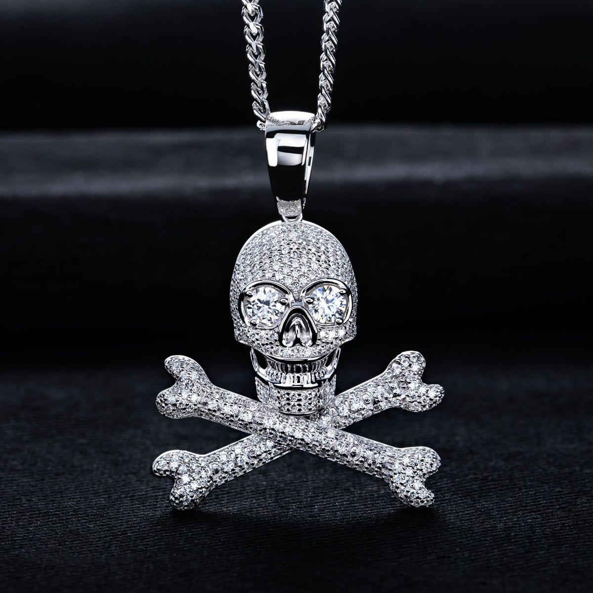 S925 Silver Full Moissanite Skull Pendant