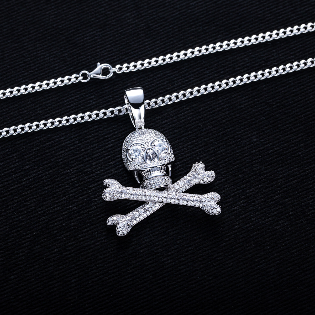 S925 Silver Full Moissanite Skull Pendant