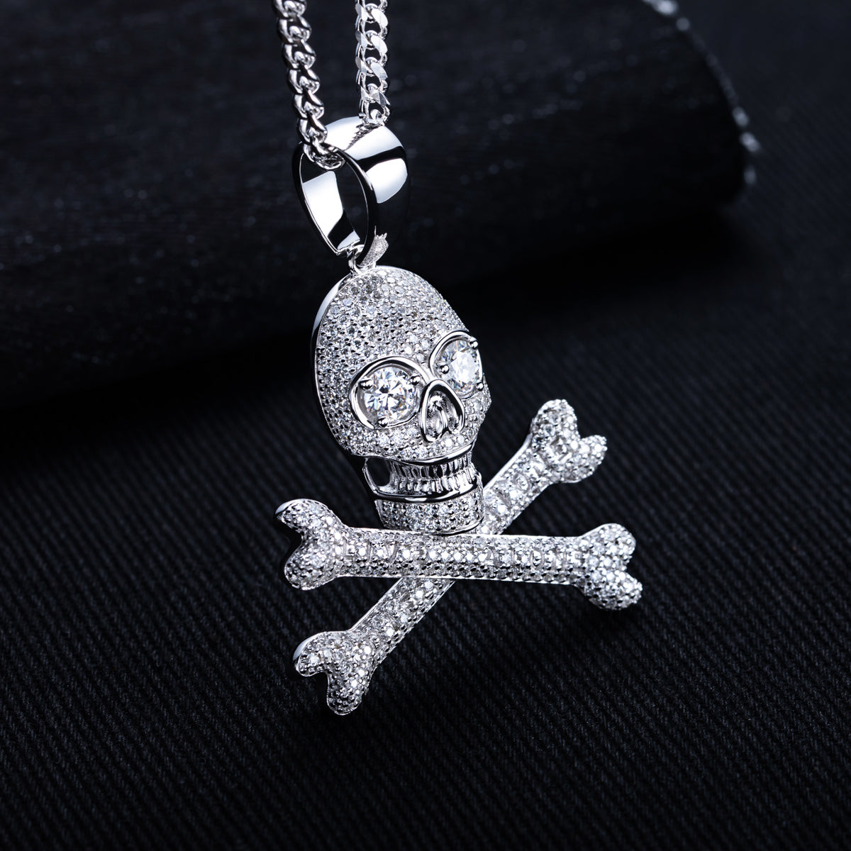 S925 Silver Full Moissanite Skull Pendant
