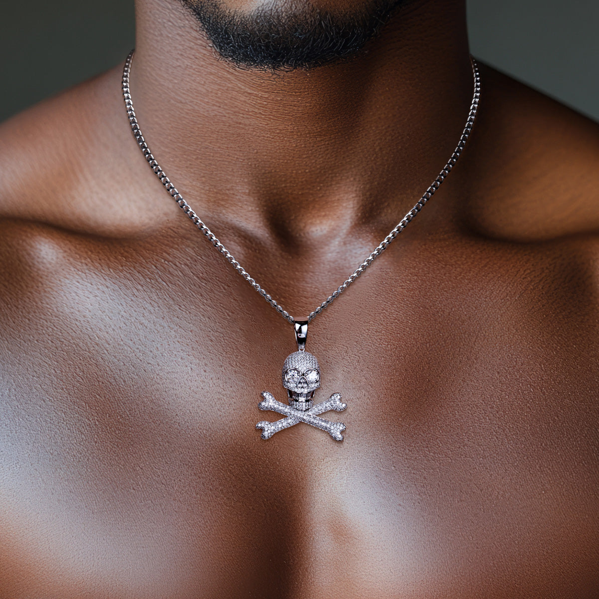 S925 Silver Full Moissanite Skull Pendant